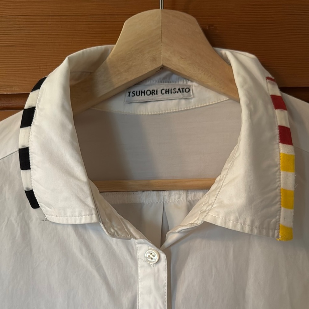 Tsumori Chisato White Shirt /Dress Tunic with Colorful Collar